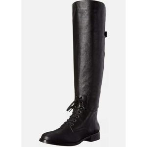 Pour La Victoire Black Leather Lace Up Over the Knee Riding Boot 8